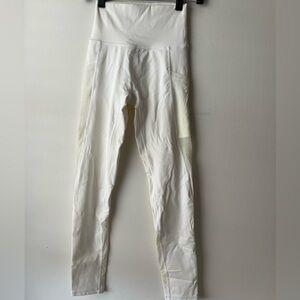 Aerie White Legging with Mesh Design and Pockets